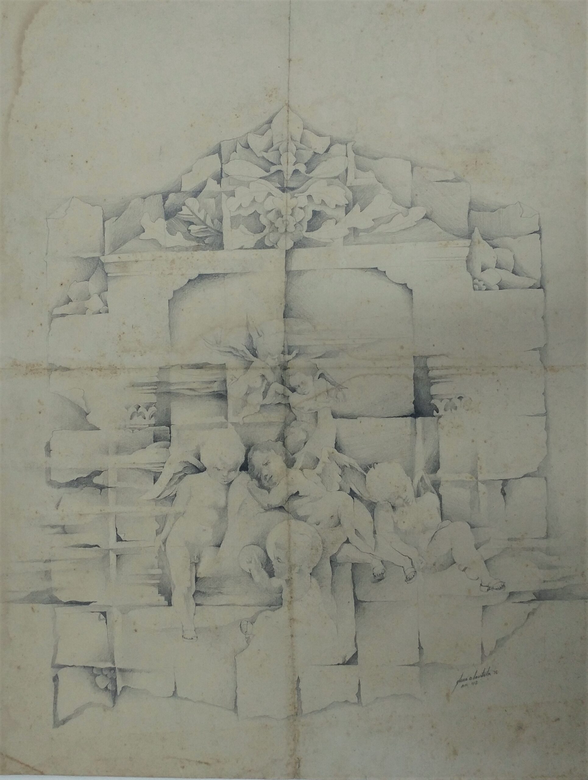#19-3487 - Glenn Bautista - Untitled(Angels)- Pencil - 24 in x 18 in - 1976